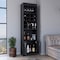 Tuhome Beijing Kava Bar Cabinet, Double Door, Two Shelves, Sixteen Built-in Wine Rack, Black MLW7884 - alternate 1